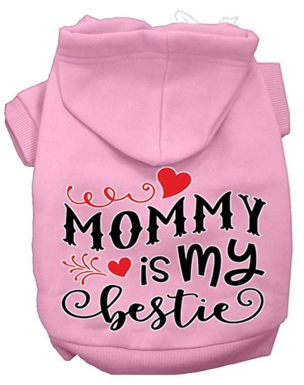 Mommy is my Bestie Screen Print Dog Hoodie Light Pink XL